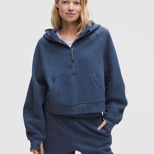 LULULEMON (M/L) Scuba Oversized Half-Zip Hoodie Blue Twill Hooded Fleece Pocket